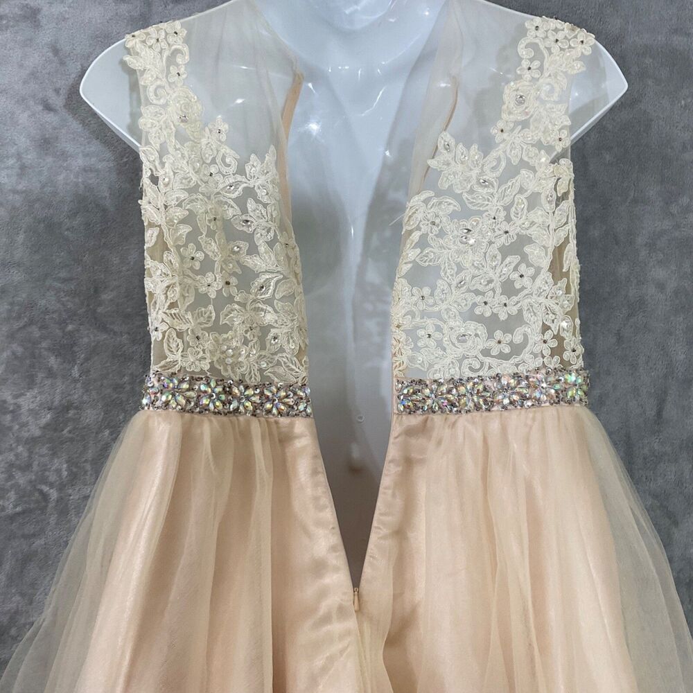 DANCING QUEEN Sequined Rhinestones short cocktail party Prom Dress XXL Ivory - Picture 4 of 10